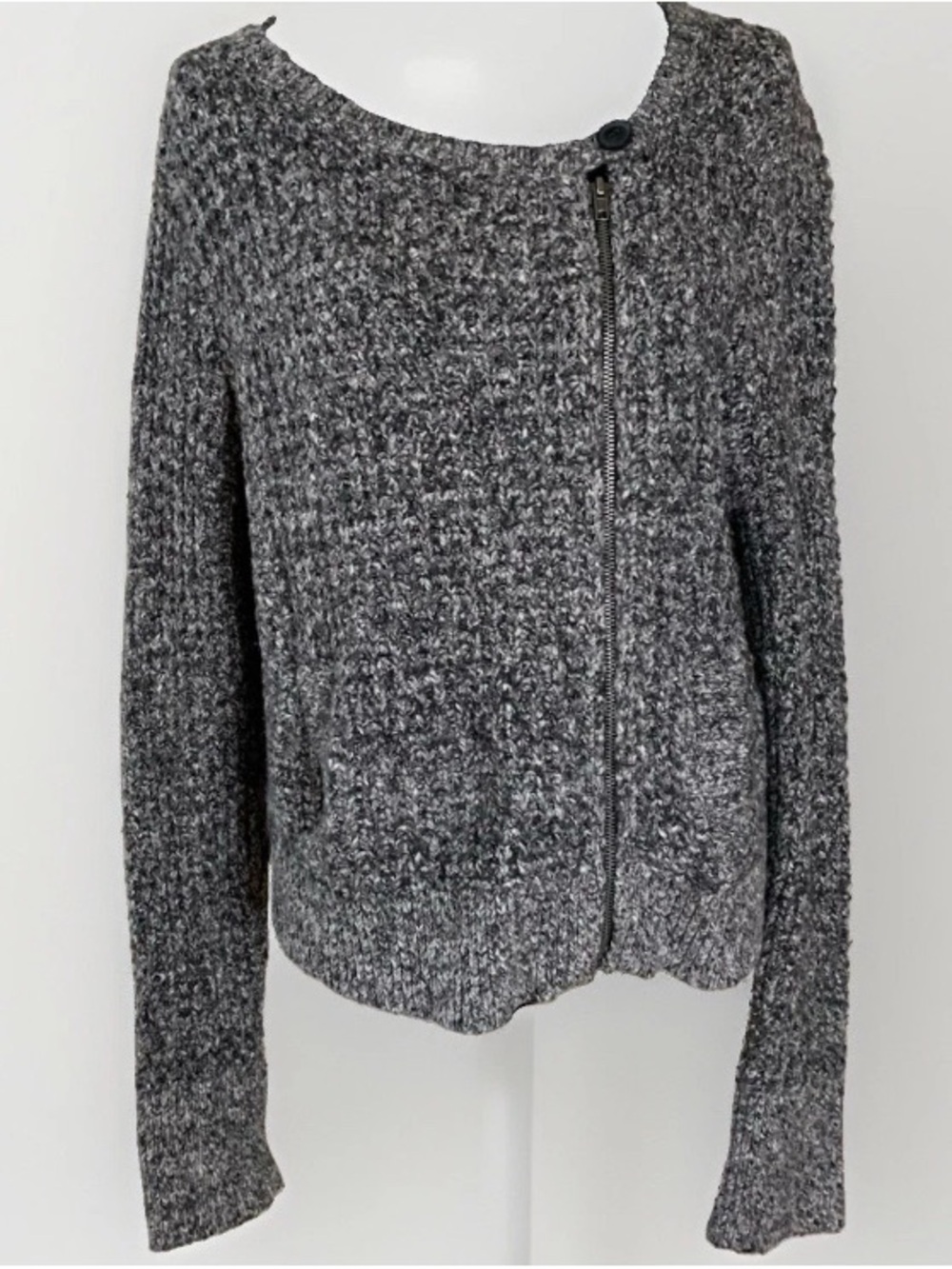 Vintage heavy knit cotton blend grunge 1990s grandpa core zip sweater cabincore